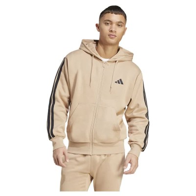 поларена,блуза,мъжки,пуловери,adidas,essentials,3,stripes,fleece,full,zip,sweatshirt,warm,sandstone,black,(beige)