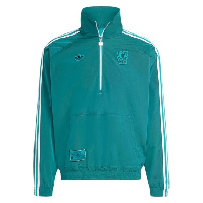 блуза,мъжки,пуловери,adidas,liverpool,fc,terrace,icons,half,zip,sweatshirt,sea,green