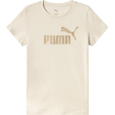 тениска,дамски,тениски,puma,essential,+,textured,foil,big,logo,short,sleeve,t,shirt,alpine,snow,(beige)