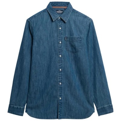 риза,с,дълъг,ръкав,мъжки,ризи,superdry,essentials,long,sleeve,shirt,worn,wash,(blue)