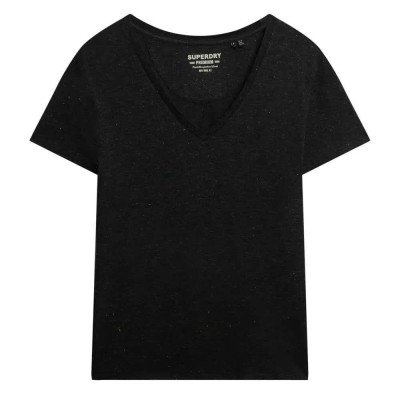 тениска,дамски,тениски,superdry,studios,slub,emb,vee,short,sleeve,t,shirt,black,metallic,(black)