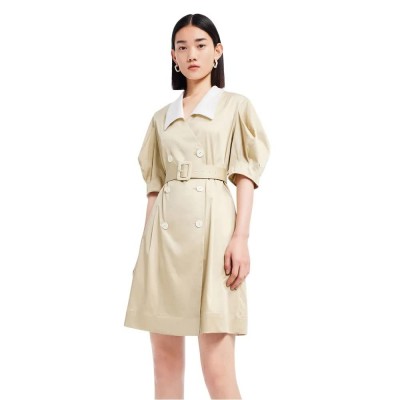 рокля,дамски,поли,и,рокли,lily,colorful,double,breasted,dress,osier,green,(beige)
