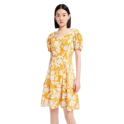 рокля,дамски,поли,и,рокли,lily,french,square,neck,dress,pumpkin,(yellow)
