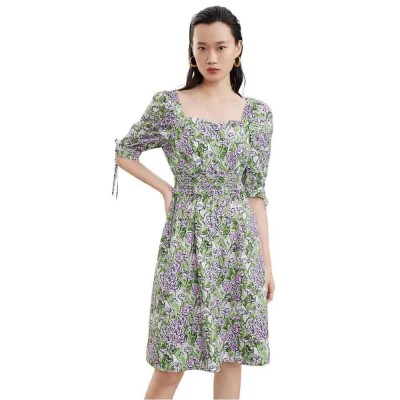 рокля,дамски,поли,и,рокли,lily,square,neck,printed,dress,gray,green,(green)