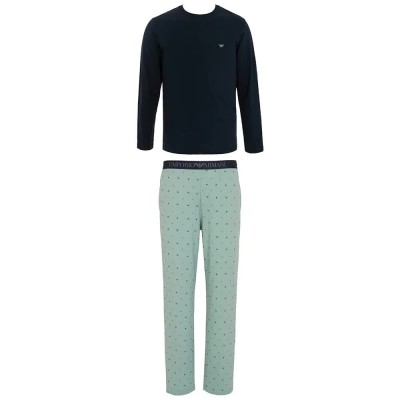 пижама,мъжки,пижами,emporio,armani,classic,pattern,mix,pyjama,green,blue,(navy,turquoise,ea,lettering,horizontal)