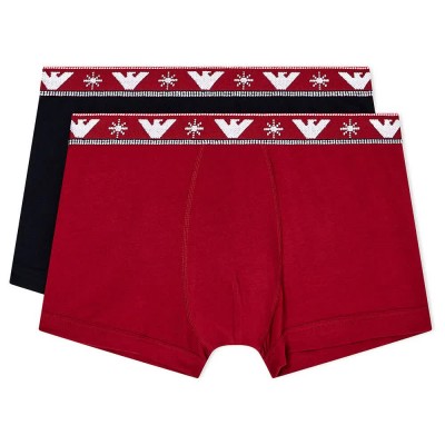 боксерки,мъжко,бельо,emporio,armani,holidays,jaquard,trunk,boxers,2,units,red,black,(bourdeaux,black)