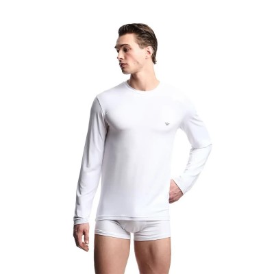 тениска,мъжки,тениски,emporio,armani,soft,modal,long,sleeve,t,shirt,white,(white)