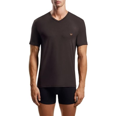 тениска,мъжки,тениски,emporio,armani,soft,modal,short,sleeve,v,neck,t,shirt,brown,(brown)