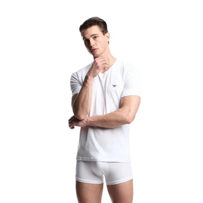 тениска,мъжки,тениски,emporio,armani,stretch,cotton,jersey,short,sleeve,v,neck,t,shirt,white,(white)