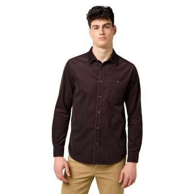 риза,с,дълъг,ръкав,дамски,ризи,мъжки,ризи,wrangler,1,pocket,corduroy,regular,fit,long,sleeve,shirt,brown,(mole)