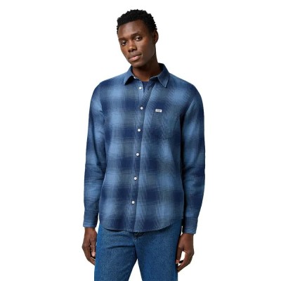 риза,с,дълъг,ръкав,мъжки,ризи,wrangler,1,pocket,regular,fit,long,sleeve,shirt,blue,(dark,indigo)