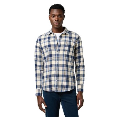 риза,с,дълъг,ръкав,мъжки,ризи,wrangler,1,pocket,regular,fit,long,sleeve,shirt,light,indigo,(white)