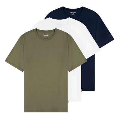 тениска,мъжки,тениски,wrangler,112371483,regular,fit,short,sleeve,t,shirt,3,units,white,olive,navy,(multicolor)