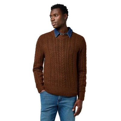 блуза,мъжки,пуловери,wrangler,112371665,regular,fit,sweater,mahogany,heather,(brown)