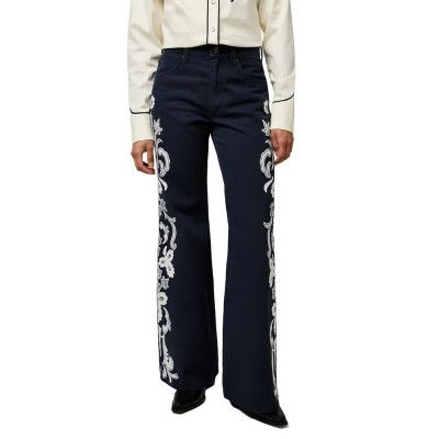 панталони,дамски,панталони,wrangler,70s,flare,fit,pants,dark,navy,(blue)