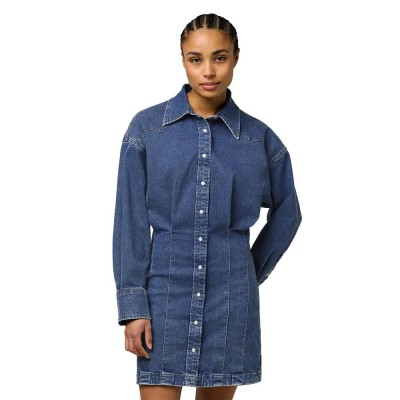 рокля,дамски,поли,и,рокли,wrangler,darted,slim,fit,long,sleeve,dress,blue,(sapphire,trace)