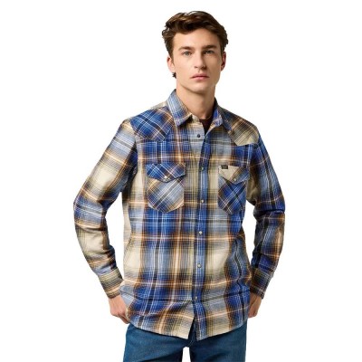 риза,с,дълъг,ръкав,мъжки,ризи,wrangler,western,regular,fit,long,sleeve,shirt,blue,brown,(blue)