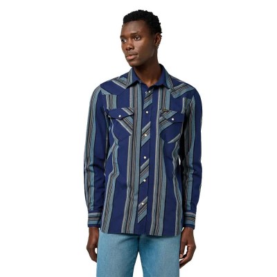 риза,с,дълъг,ръкав,мъжки,ризи,wrangler,western,regular,fit,long,sleeve,shirt,vintage,blue,(blue)