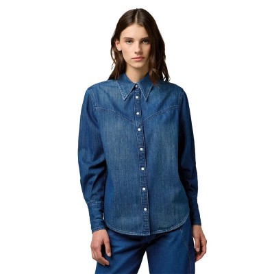 риза,с,дълъг,ръкав,дамски,блузи,дамски,ризи,wrangler,yoke,denim,regular,fit,long,sleeve,shirt,sparkle,blue,(blue)