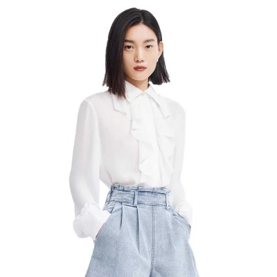 дамски,блузи,дамски,ризи,lily,gentle,ruffled,lace,shirt,white