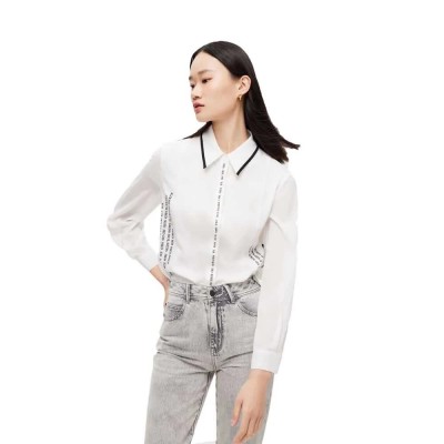 дамски,блузи,дамски,ризи,lily,letter,print,shirt,white