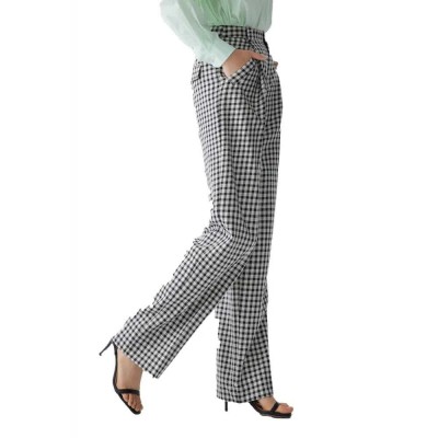 панталони,дамски,панталони,lily,plaid,shimmer,wide,leg,pants,black,(grey)