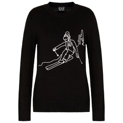 блуза,дамски,пуловери,дамски,плетени,дрехи,ea7,emporio,armani,train,apres,ski,embroidery,sweater,black,white,emb