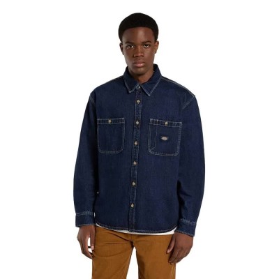 риза,с,дълъг,ръкав,мъжки,ризи,dickies,mechanic,denim,long,sleeve,shirt,dark,indigo,(blue)