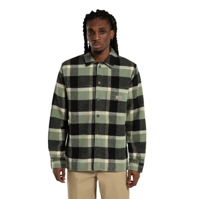 риза,с,дълъг,ръкав,мъжки,ризи,dickies,plaid,coaling,long,sleeve,shirt,sea,spray,(green)