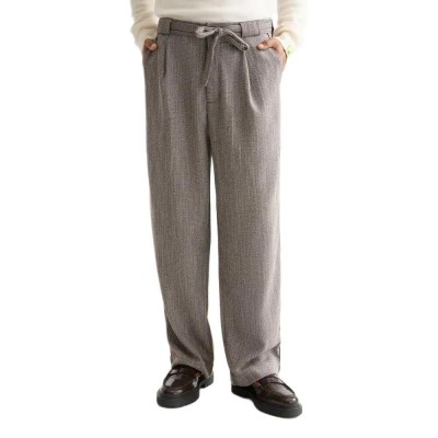 панталони,тип,чино,мъжки,панталони,scotch,&,soda,herringbone,yarn,dyed,pleated,baggy,fit,chino,pants,brown,(brown)