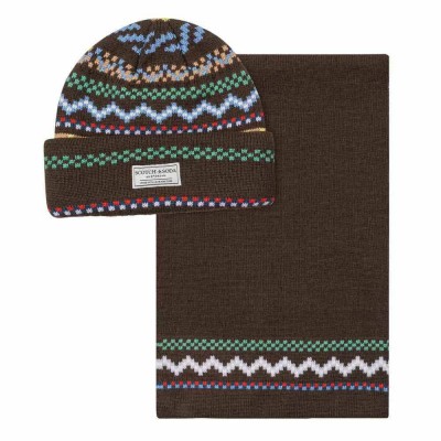 шал,ръкавици,шапки,и,шалове,scotch,&,soda,holiday,cuff,beanie,&,scarf,brown,(brown)