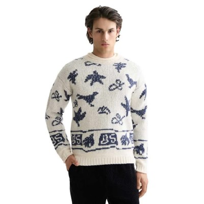 блуза,мъжки,пуловери,scotch,&,soda,jacquard,extra,dropped,shoulder,sweater,white