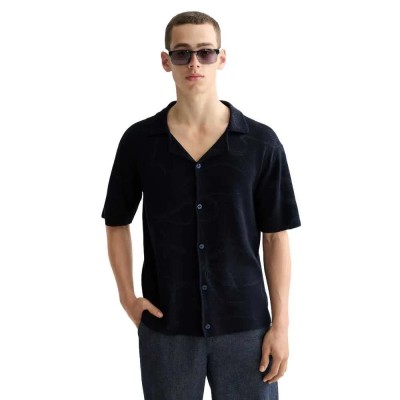 риза,с,къс,ръкав,мъжки,ризи,scotch,&,soda,jacquard,knitted,short,sleeve,shirt,blue,(blue)