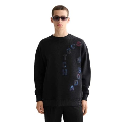 блуза,мъжки,пуловери,scotch,&,soda,loose,fit,applique,sweatshirt,black,(grey)