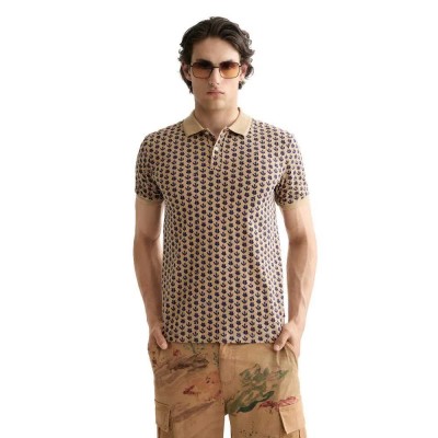 мъжки,блузи,с,яка,scotch,&,soda,micro,allover,print,regular,fit,short,sleeve,polo,brown,(brown)