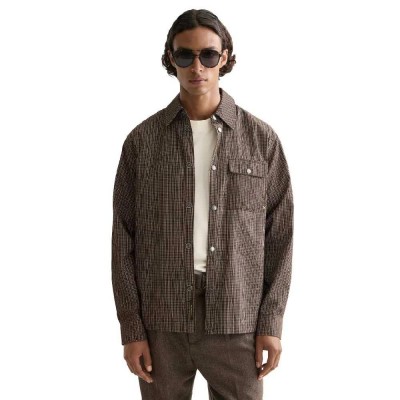 карирана,риза,мъжки,ризи,scotch,&,soda,micro,check,structured,long,sleeve,shirt,brown,(brown)