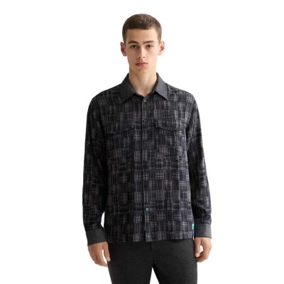 риза,с,дълъг,ръкав,мъжки,ризи,scotch,&,soda,patchwork,flannel,relaxed,fit,long,sleeve,shirt,black,(black)
