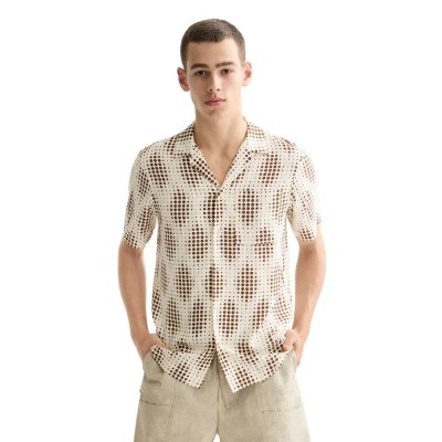 риза,с,къс,ръкав,мъжки,ризи,scotch,&,soda,printed,viscose,short,sleeve,shirt,beige,(beige)