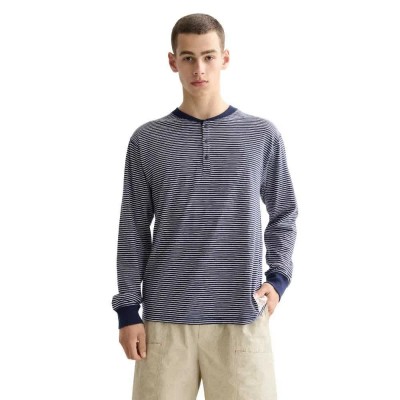 тениска,мъжки,тениски,scotch,&,soda,relaxed,fit,striped,henley,long,sleeve,t,shirt,blue,(blue)