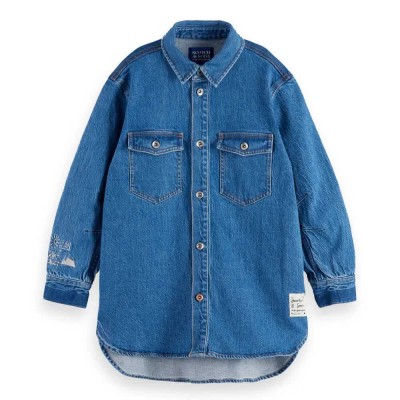 рокля,детски,поли,и,рокли,scotch,&,soda,a,line,denim,long,sleeve,dress,blue