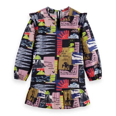 рокля,детски,поли,и,рокли,scotch,&,soda,all,over,printed,seersucker,long,sleeve,dress,multicolor