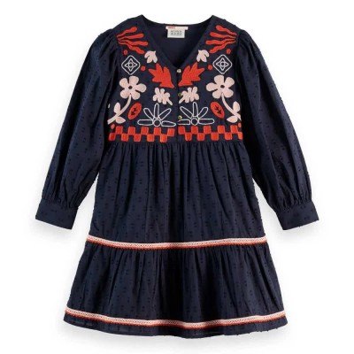 рокля,дамски,поли,и,рокли,scotch,&,soda,clip,jacquard,embroidered,long,sleeve,dress,blue,(sky,captain)