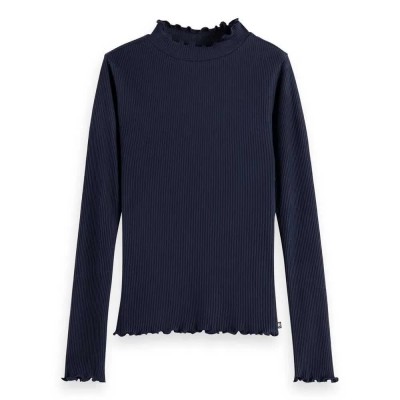 тениска,детски,тениски,scotch,&,soda,core,mock,ribbed,slim,fit,long,sleeve,t,shirt,blue,(sky,captain)