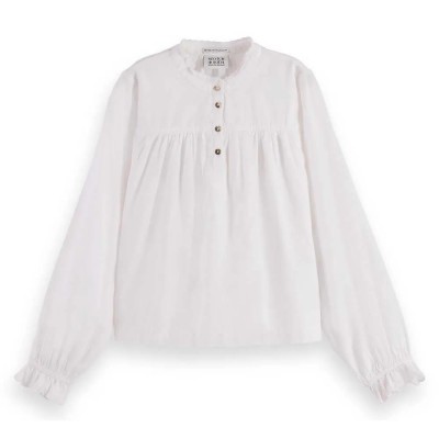 детски,ризи,детски,облекла,за,момичета,детски,блузи,scotch,&,soda,lightweight,modal,long,sleeve,blouse,white,(eggnog)