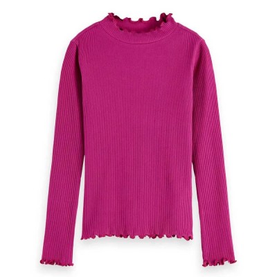тениска,детски,тениски,scotch,&,soda,mock,ribbed,slim,fit,long,sleeve,t,shirt,pink,(fuchsia,red)