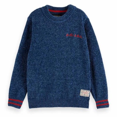 блуза,детски,блузи,scotch,&,soda,regular,fit,velvet,chenille,sweater,insignia,blue