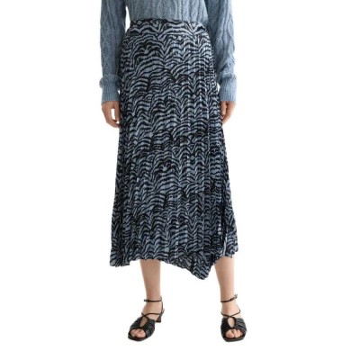 пола,дамски,поли,и,рокли,scotch,&,soda,asymmetrical,pleated,wrap,midi,skirt,blue,(ikat,feather,blue)