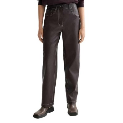панталони,дамски,панталони,scotch,&,soda,aurora,faux,leather,straight,leg,high,waist,pants,brown,(chocolate,plum)