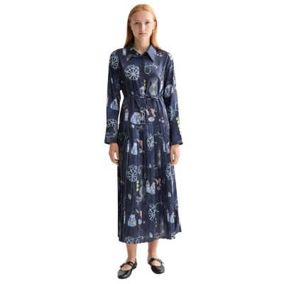 рокля,дамски,поли,и,рокли,scotch,&,soda,belted,pleated,hem,long,sleeve,midi,dress,blue,(black,mountain)