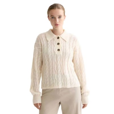дамски,блузи,с,яка,scotch,&,soda,cable,stitch,knit,long,sleeve,polo,eggnog